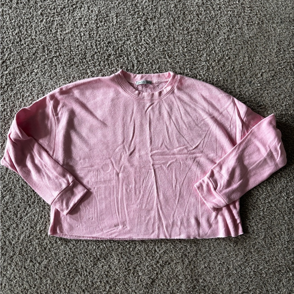 Charlotte Russe Soft Pink Cropped Crewneck